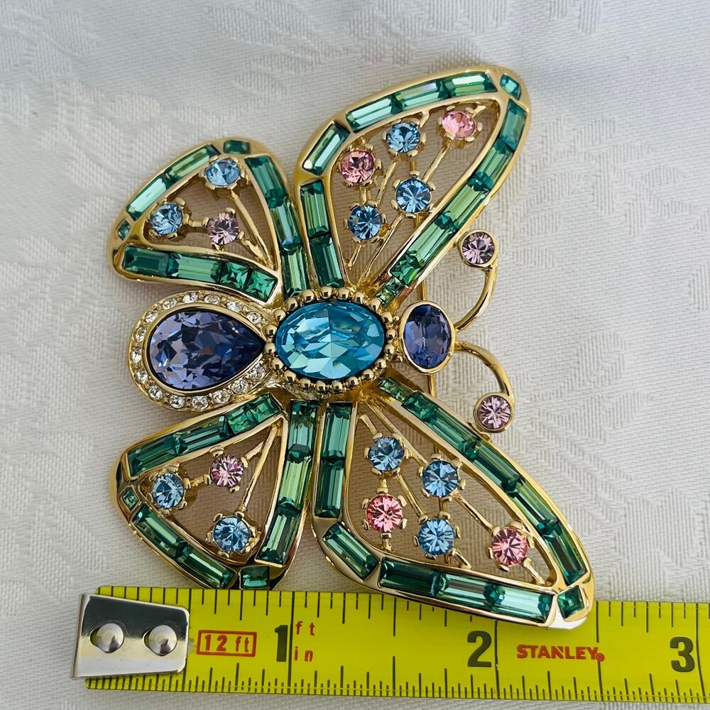 Vtg Nolan Miller Gold-P Butterfly Crystal Rhinestone Brooch Glam Coll Hollywood - Picture 13 of 15
